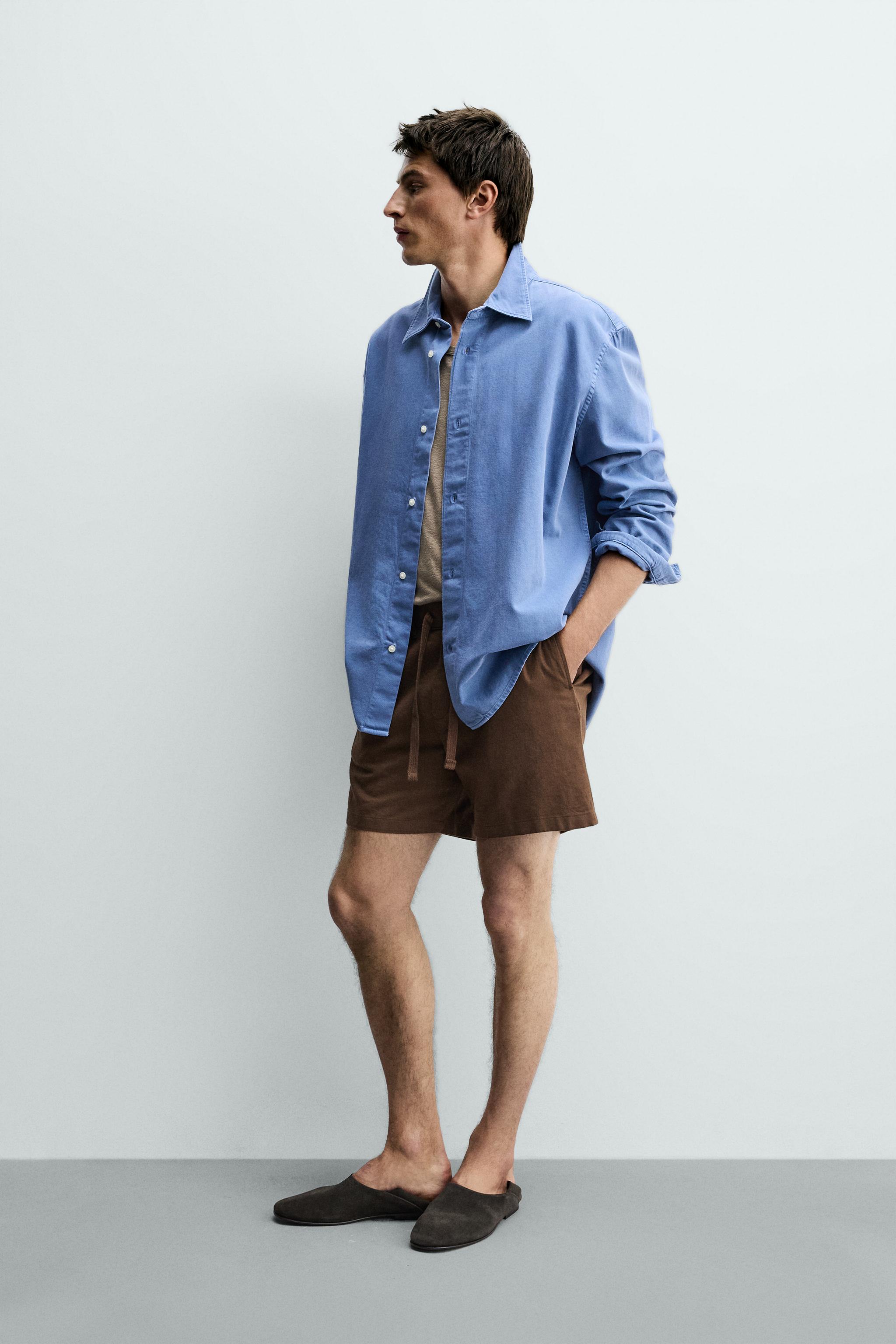 COTTON-LINEN RELAXED FIT SHORTS